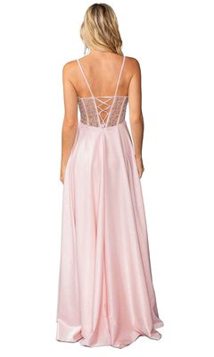 DQ4463 Pleated A-Line Prom Gown