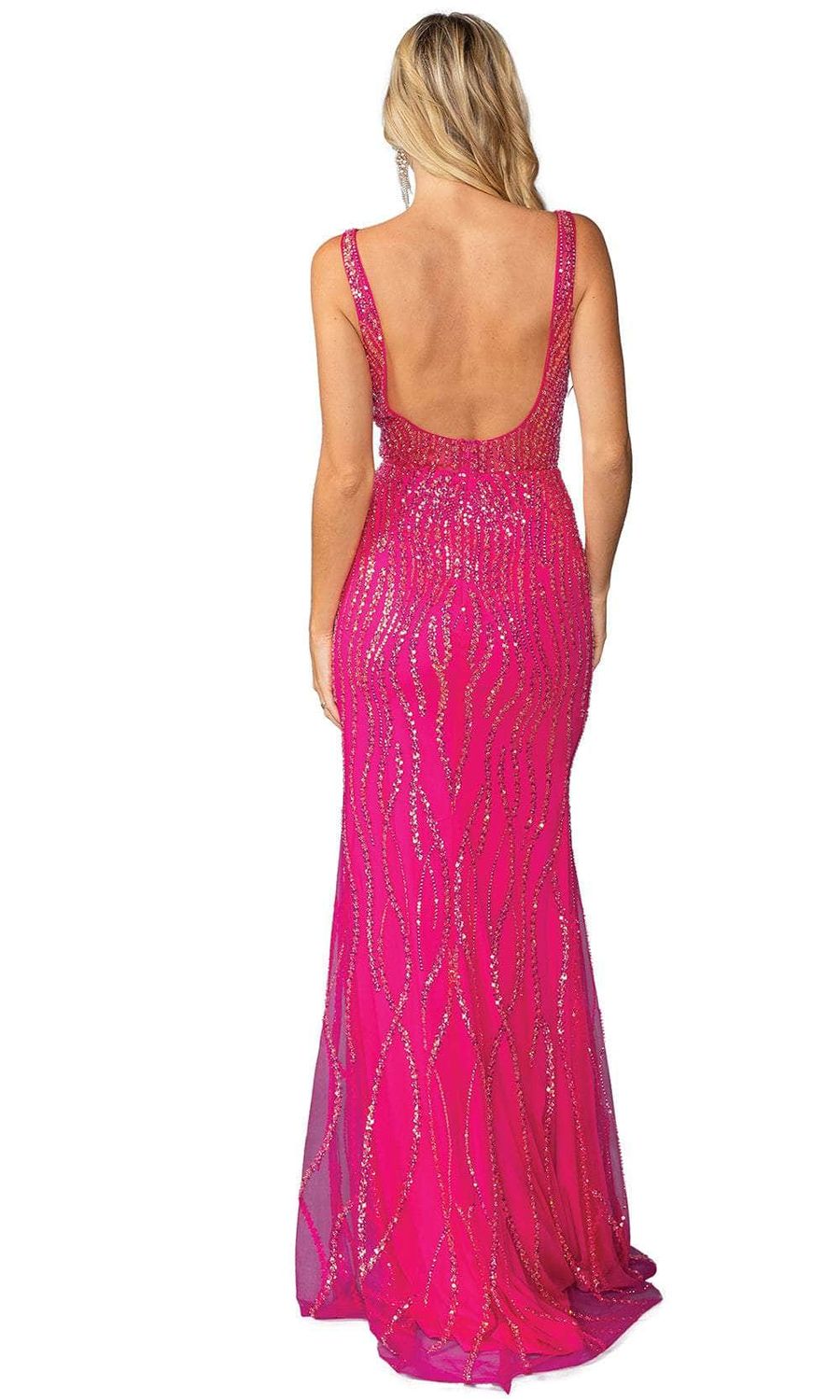 DQ4418 - Embellished High Slit Prom Dress