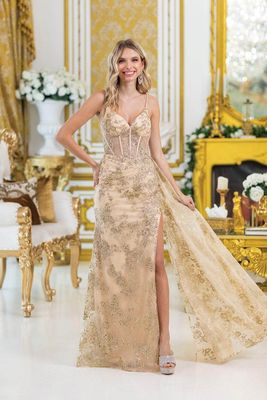 DQ4425 - Corset Bodice Sweetheart Neck Prom Gown