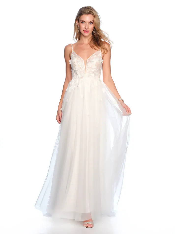 12295 3D FLOWER MOTIF WEDDING GOWN