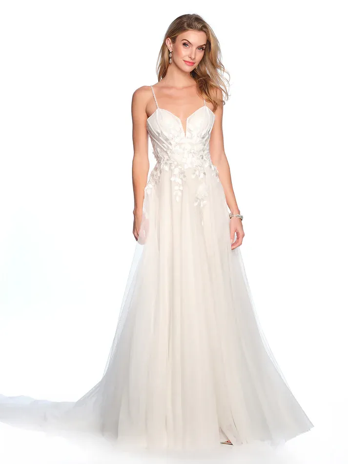 12296 3D LEAF MOTIF WEDDING GOWN