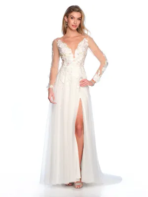12292 LONG SLEEVE 3D MOTIF WEDDING GOWN