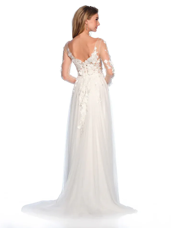 12292 LONG SLEEVE 3D MOTIF WEDDING GOWN