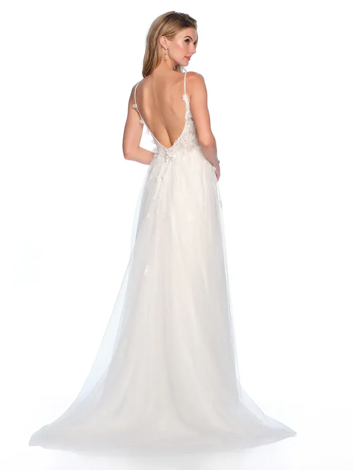 12295 3D FLOWER MOTIF WEDDING GOWN