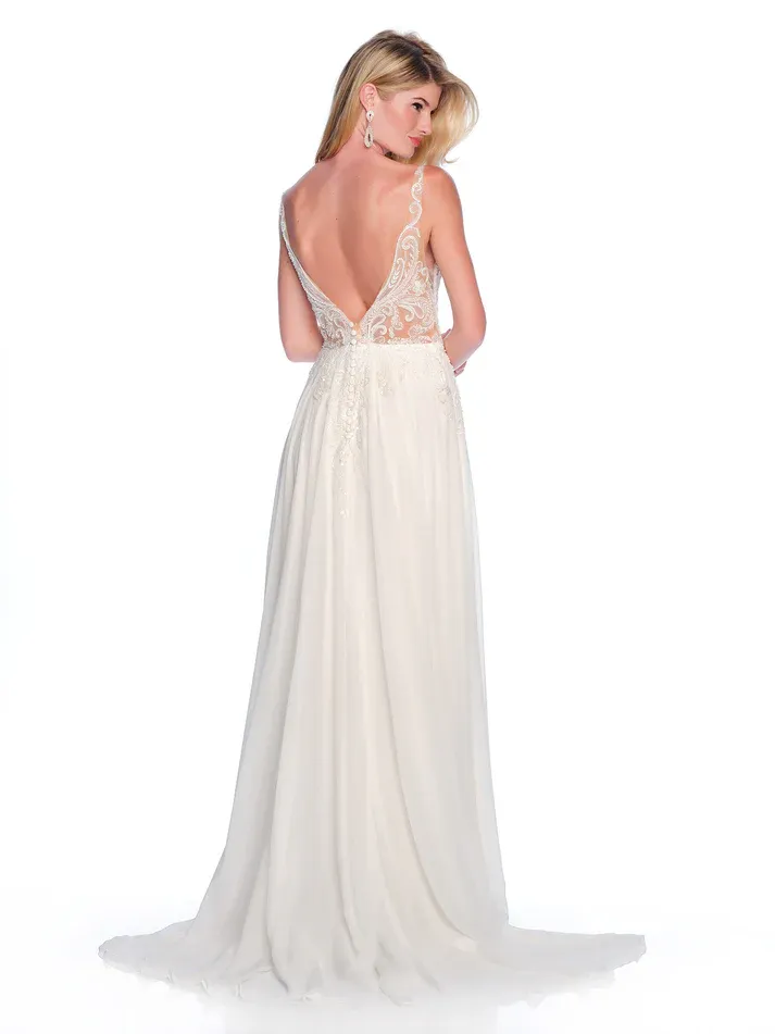 12293 CHIFFON WEDDING GOWN WITH BEADED ILLUSION TOP