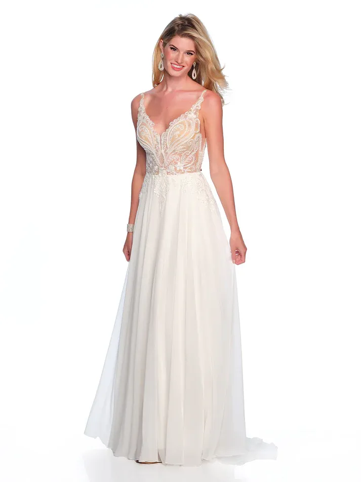 12293 CHIFFON WEDDING GOWN WITH BEADED ILLUSION TOP