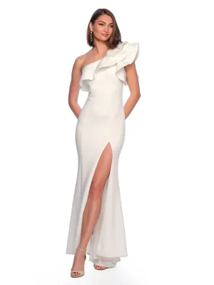 A8568 ONE SHOULDER RUFFLE WEDDING DRESS