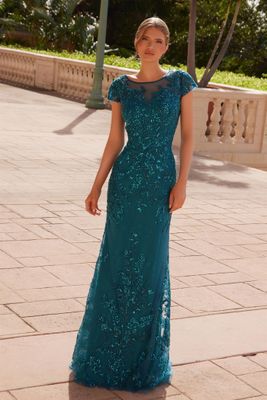 Short Sleeve Full Floral Embroidered Dress Style No: MT110