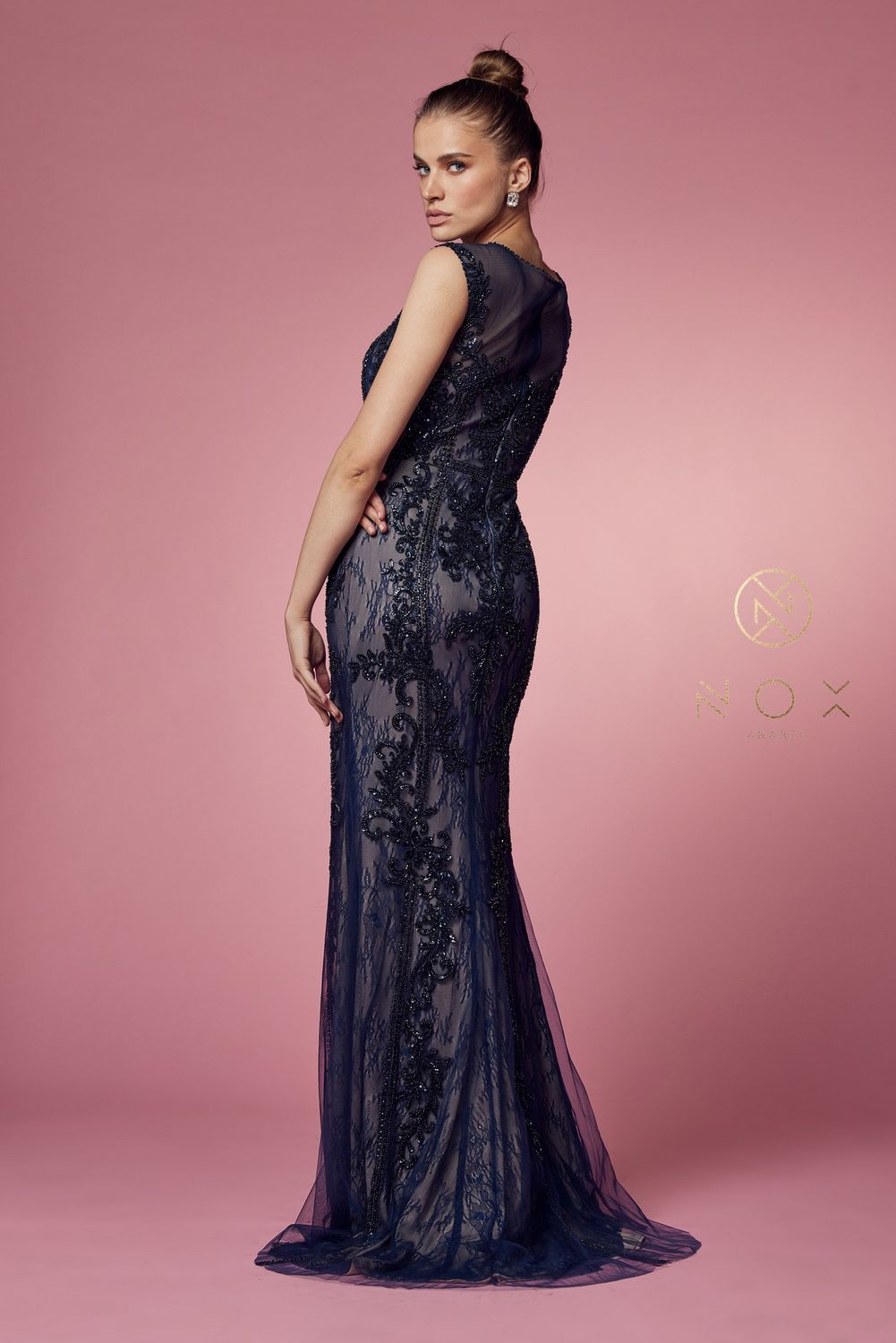 Fitted Illusion Neckline Floral Appliqued Wedding Gown Style No: E1006P