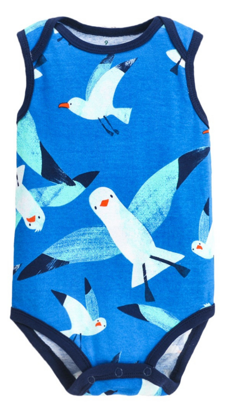 Seagull Print Sleeveless Bodysuit