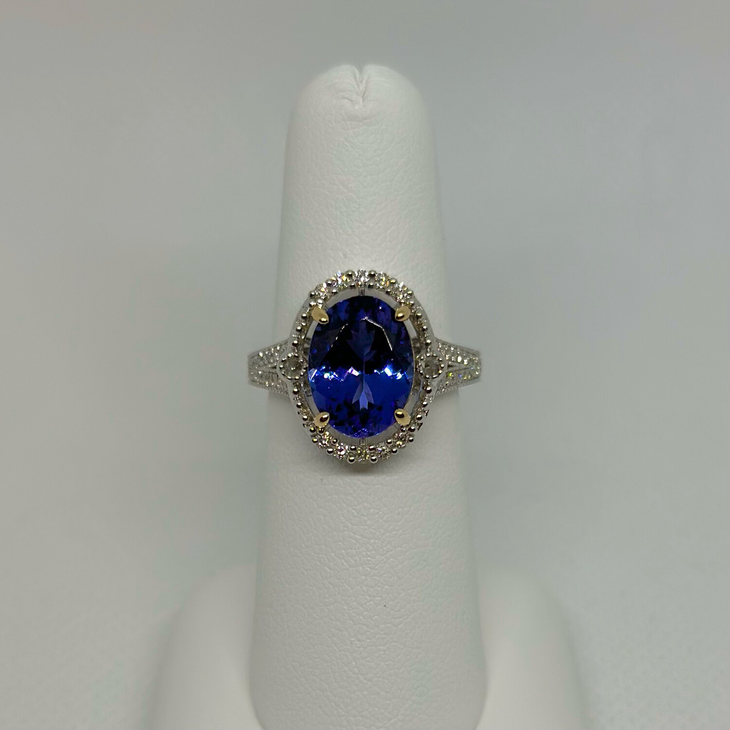 14k YG/PLAT Tanzanite Oval .5/4.2ctw