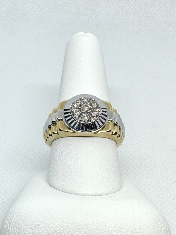 14k TT 1/2ctw Rolex Ring Mens