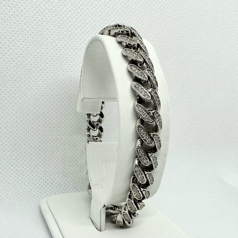 Mens 14k WG Iced Cuban