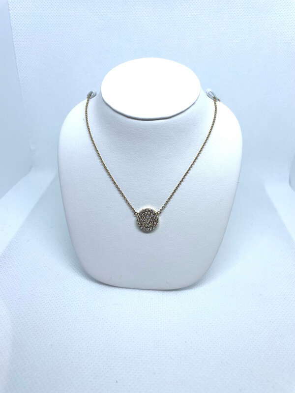 14K Y D0.44 Pavè Round Pendant