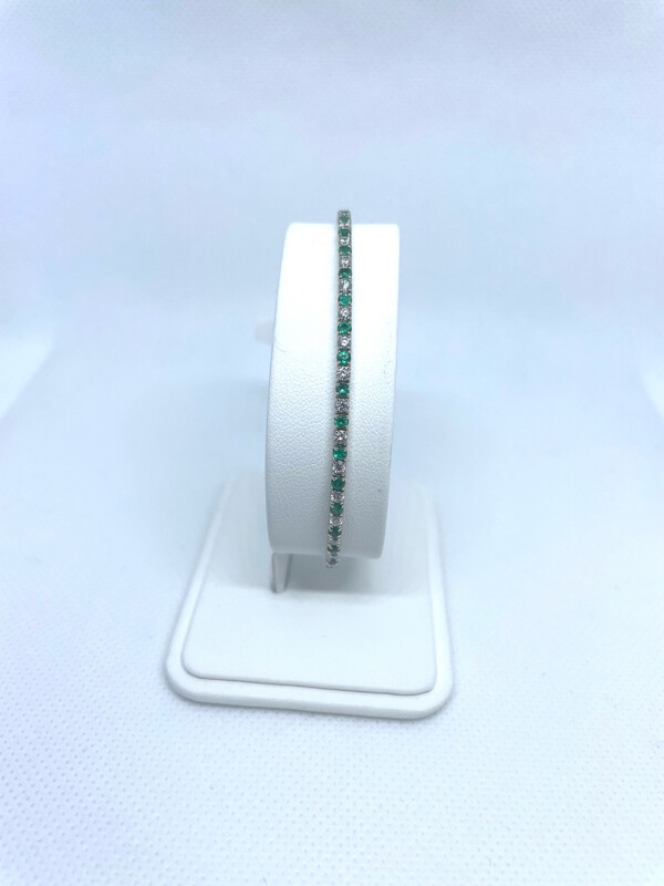 14K WG Emer/Dia Bangle