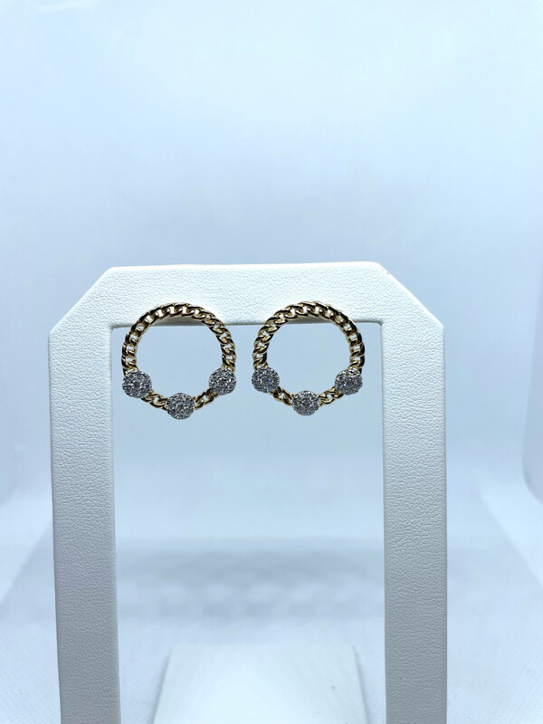 14kt YG 0.68ct Link Circle Earrings