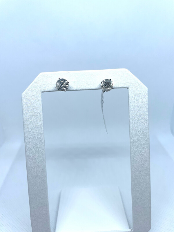 14k W 3 Carat Rnd Stud