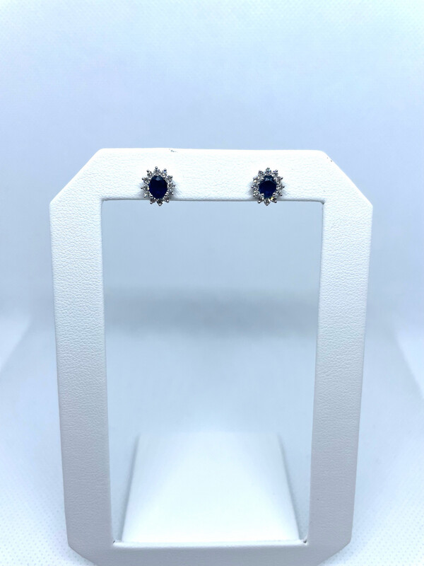 14k WH .91 Sapphire .31 Dia Halo
