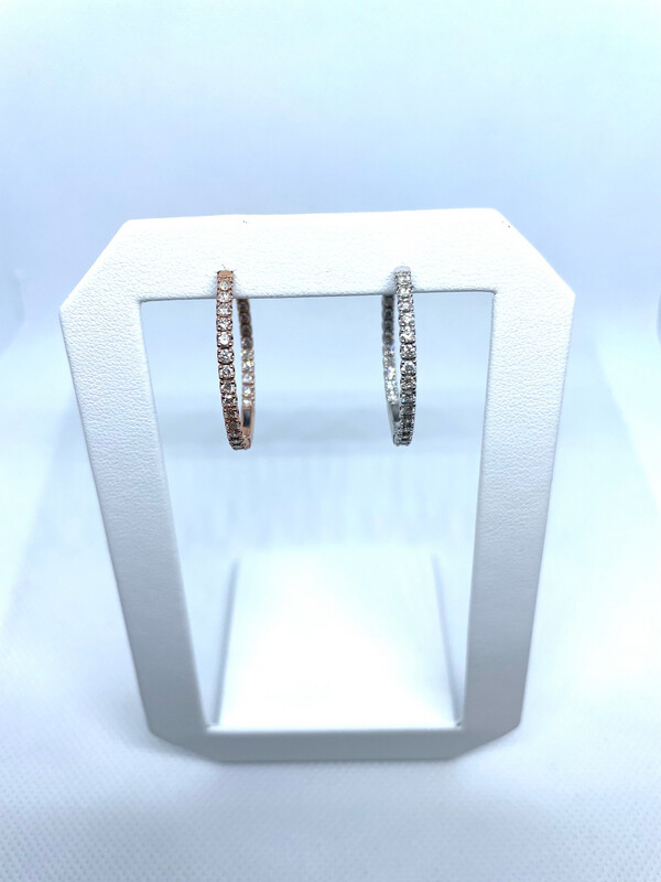 14kt RG &amp; WG 1.50ct Hoops