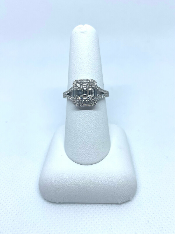 14k W Sqr Set Ring B:0.70/D:0.60