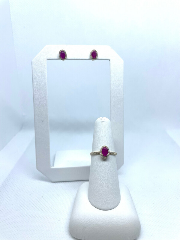 14k YG Ruby Ring And Earrings