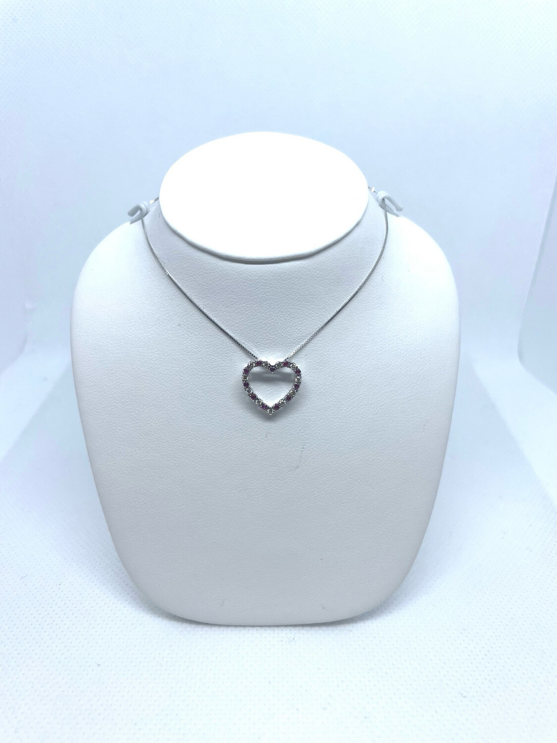 14k WG Ruby Heart Necklace