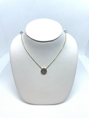 14k Y 0.13 Ct Cluster Pend Necklace