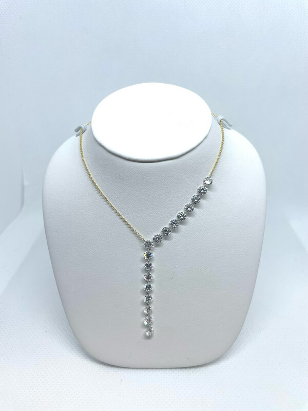 *LAB* Grown Dia 14k Y Floating Diamond Necklace