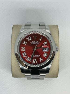 (Scr.) Rolex Datejust 41mm Red Dia. Roman Dial