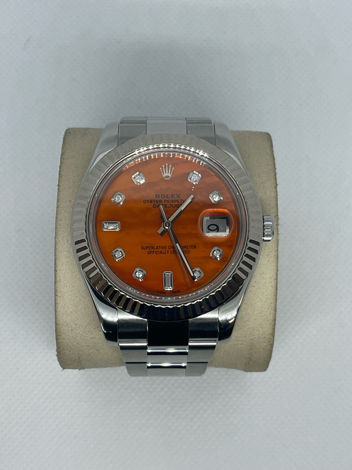 2013 Datejust 41mm SS Fluted Bezel 10 Links Orange Dial