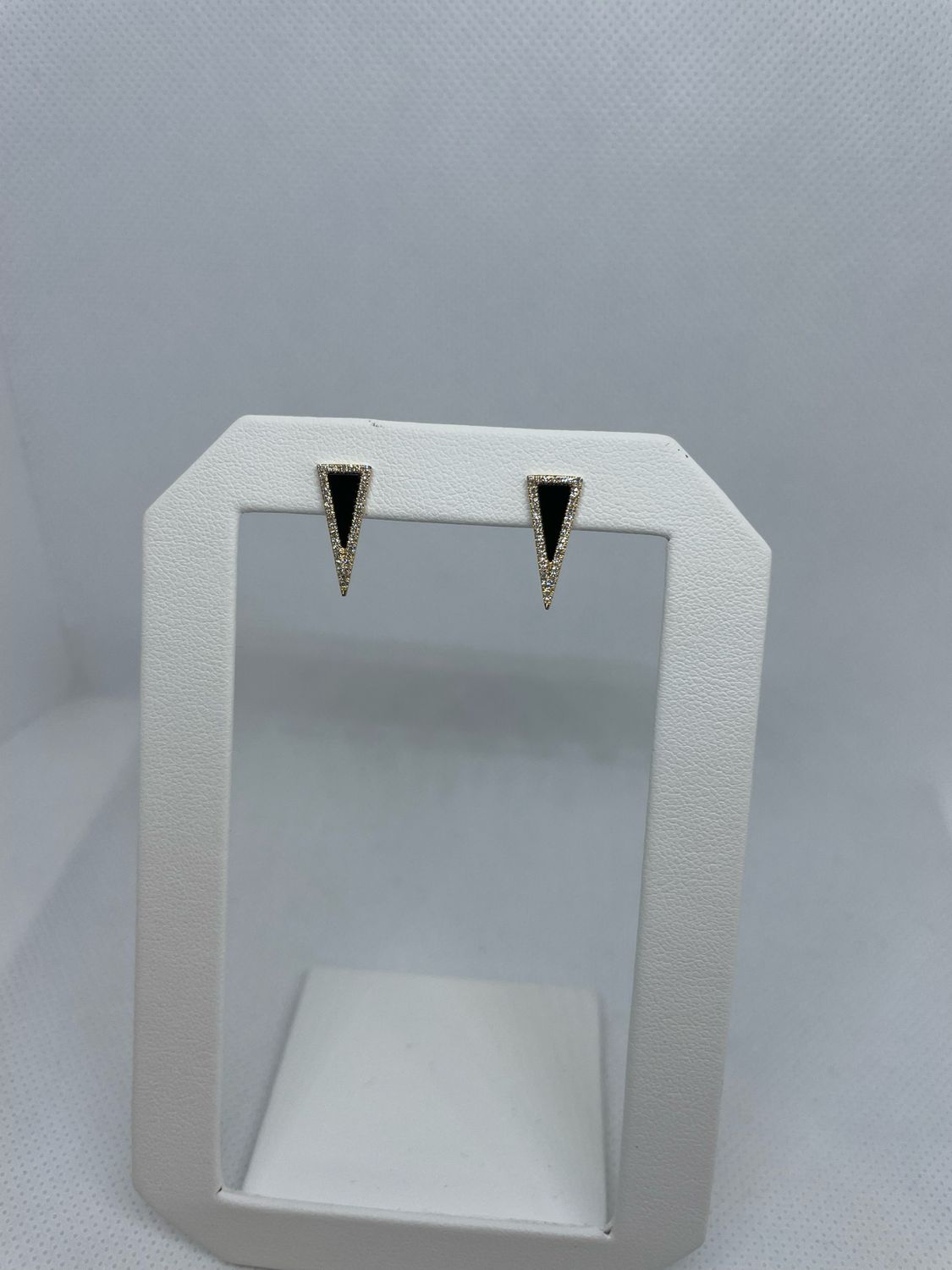 14k YG Black Onyx And Diamond Earrings