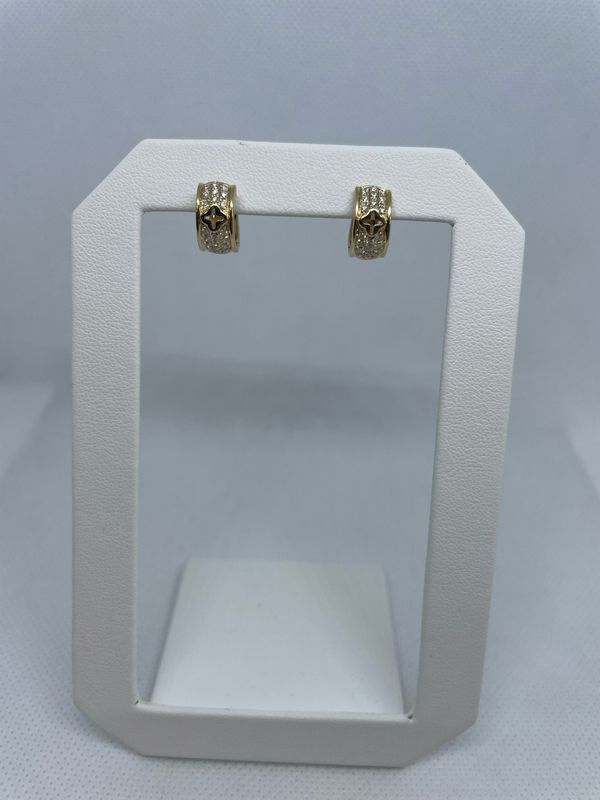 14k YG Dia Hoop Earrings