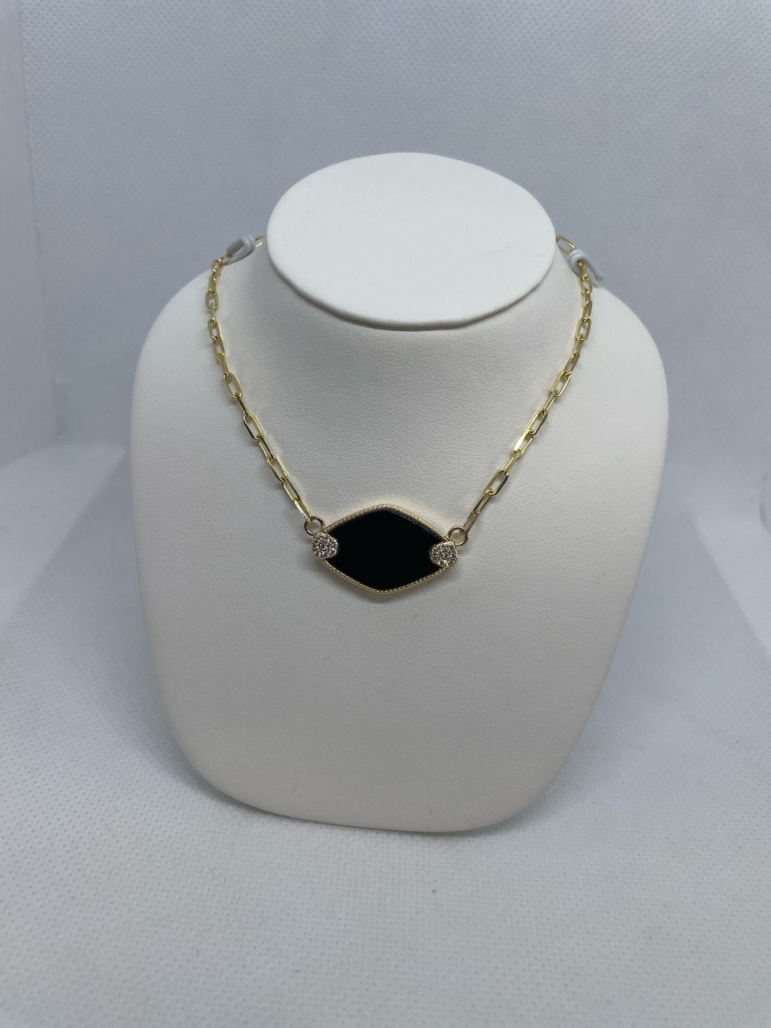 14k YG Diamond And Onyx Necklace