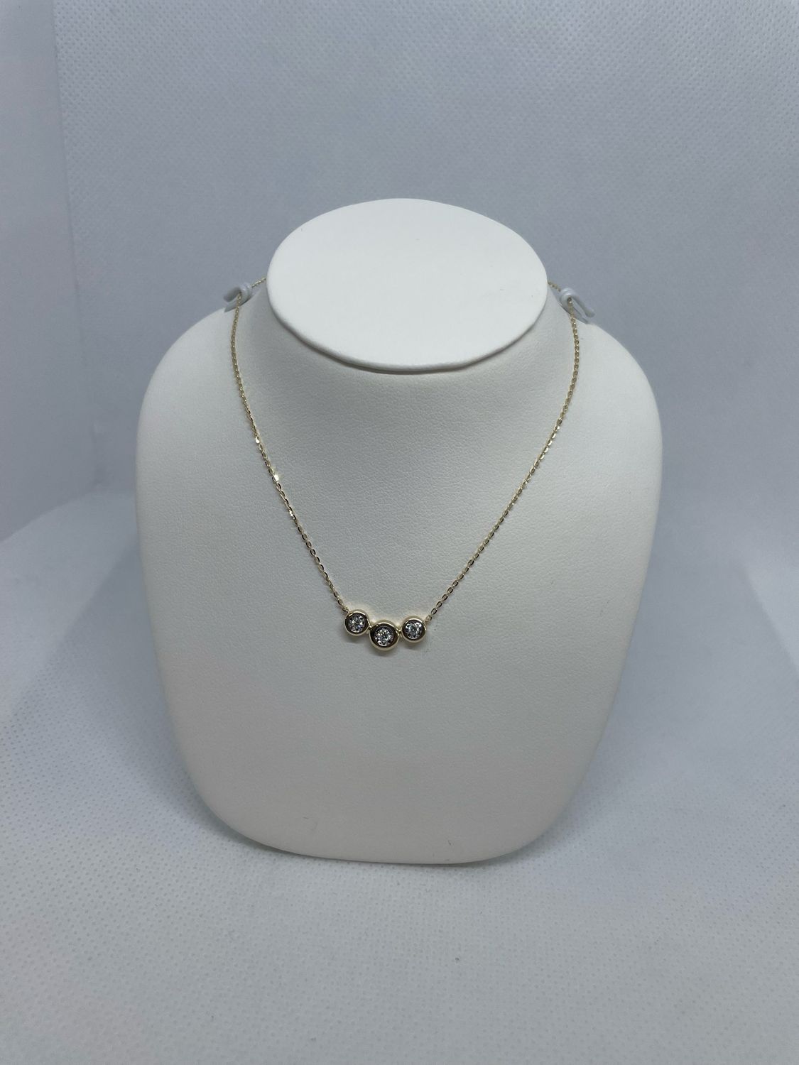 14k YG Diamond Bezel Set Pendant Necklace