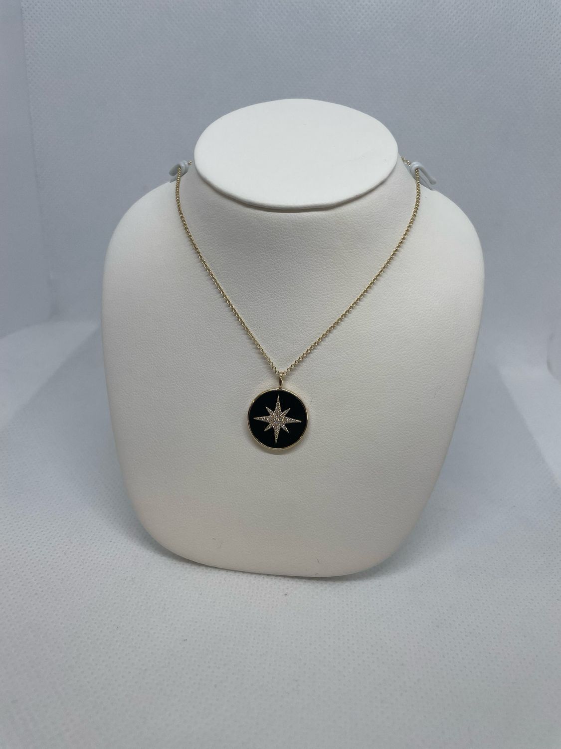 14k YG Onyx And Diamond Pendant