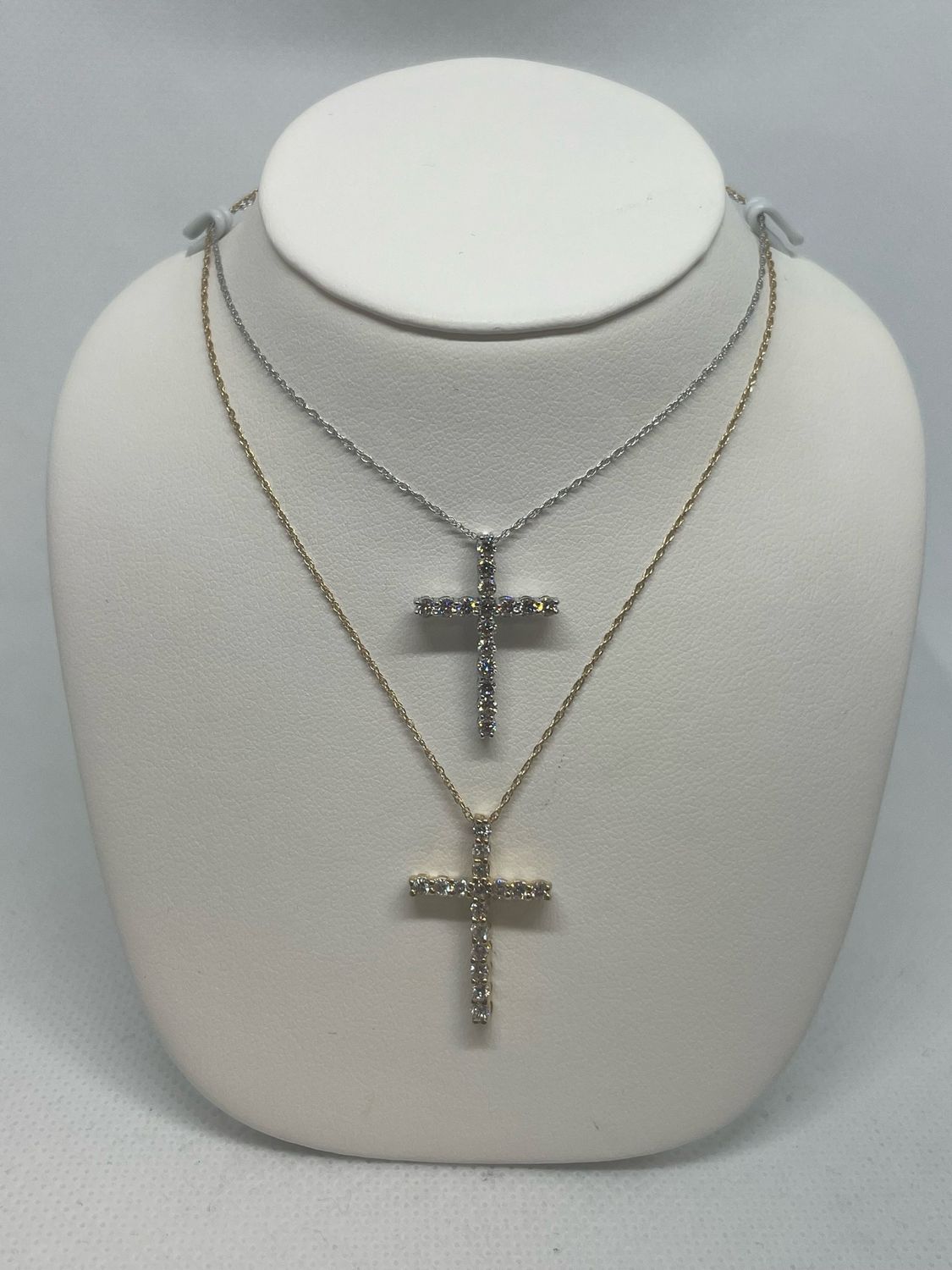 14k White And Yellow Gold Cross Necklace