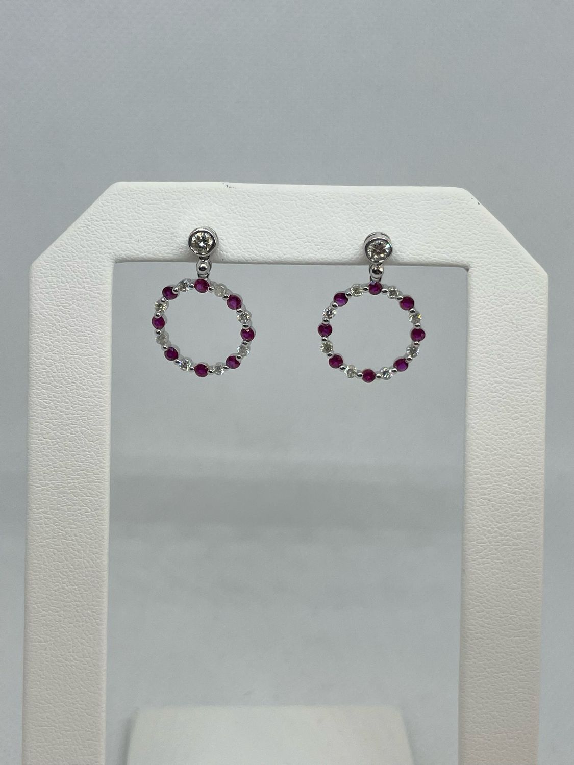 14kw Dia And Ruby Earrings