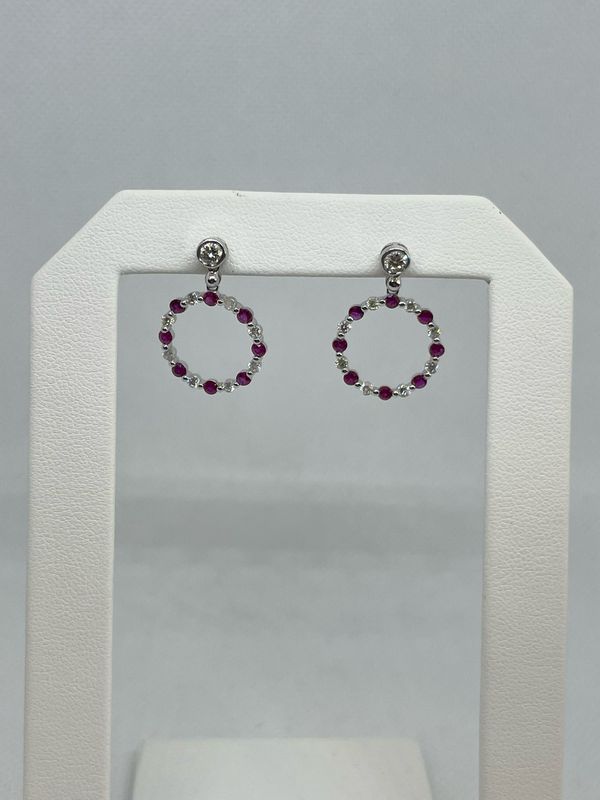 14kw Dia And Ruby Earrings