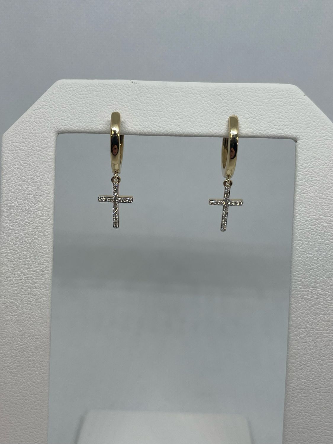14ky 1/8 Ct Cross Dangle Earrings