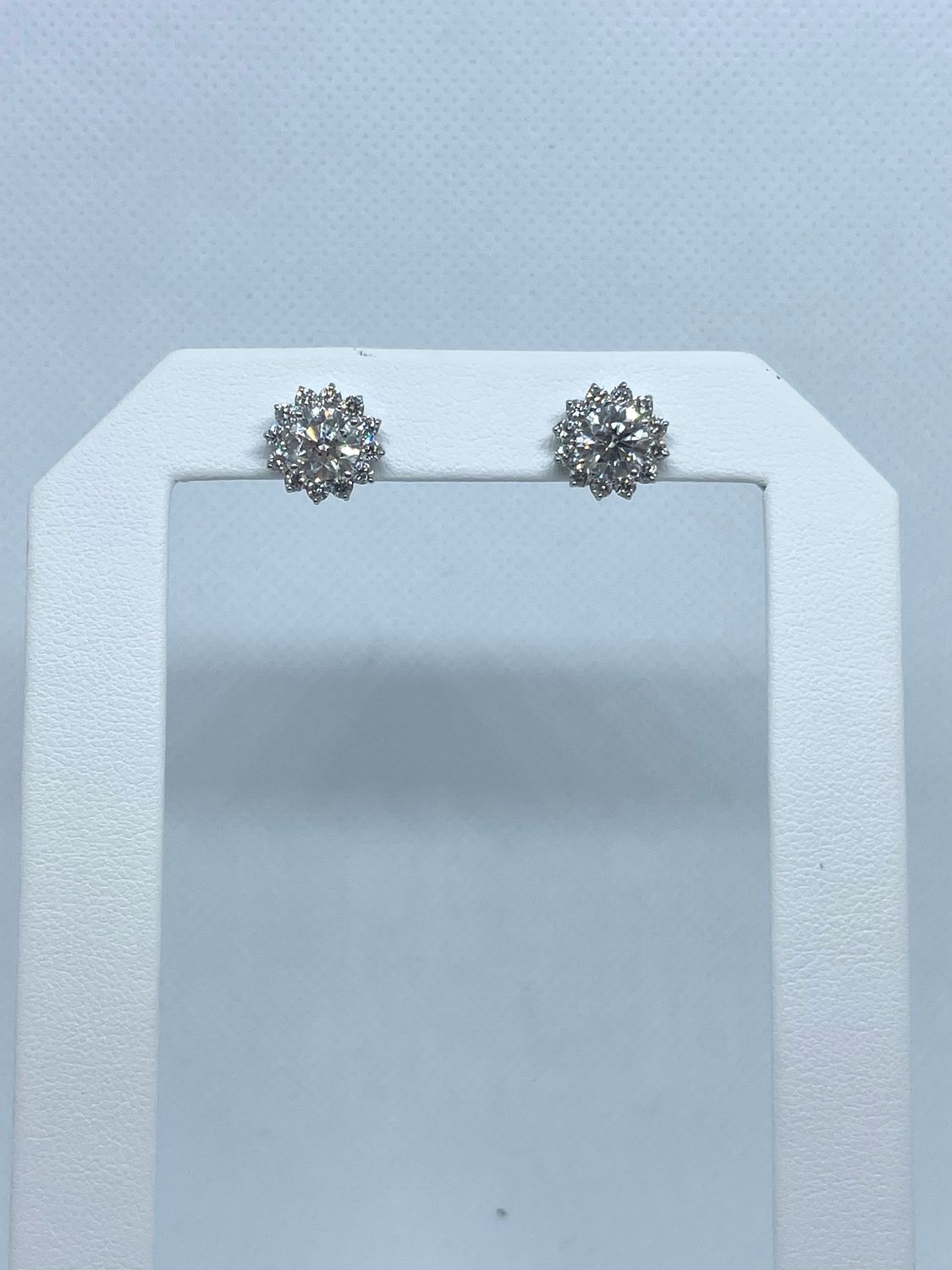 14kt WG 3.02ct F VS LAB Halo Studs