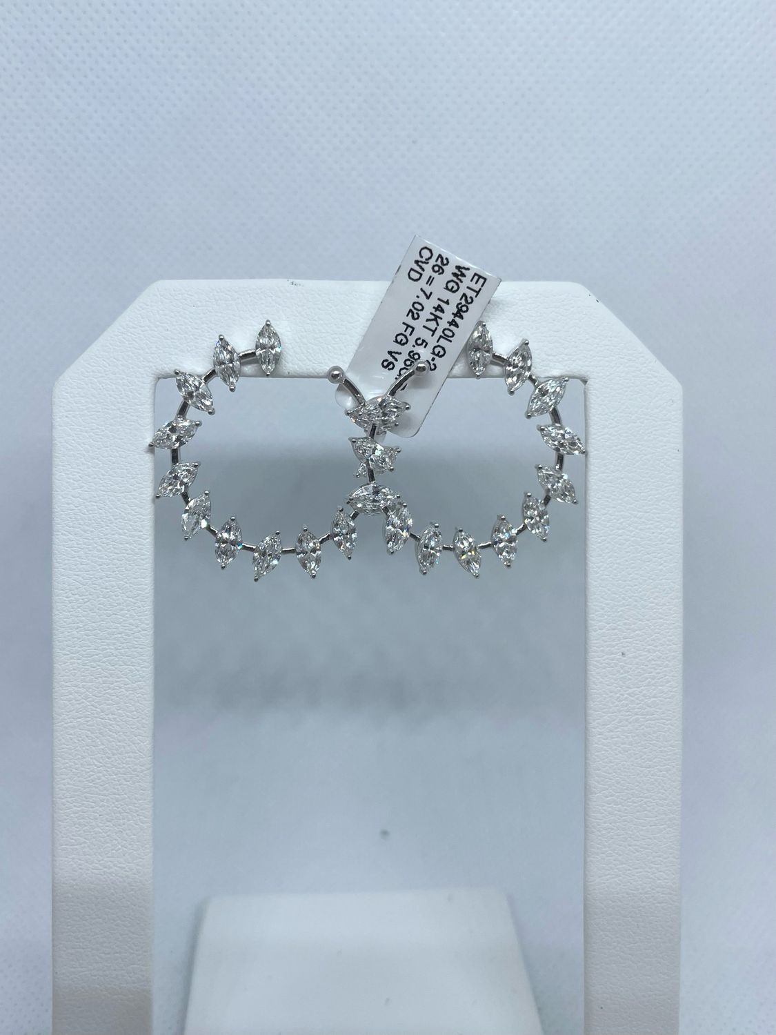 14kt WG 7.02ct FG VS LAB Circle Marquise Earrings