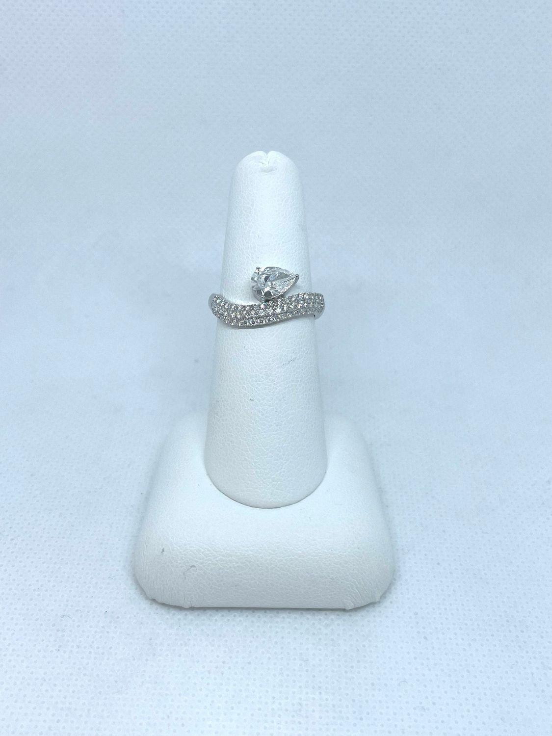 LAB 14k Wg 1.72 Carat Pear Center Stone Ring