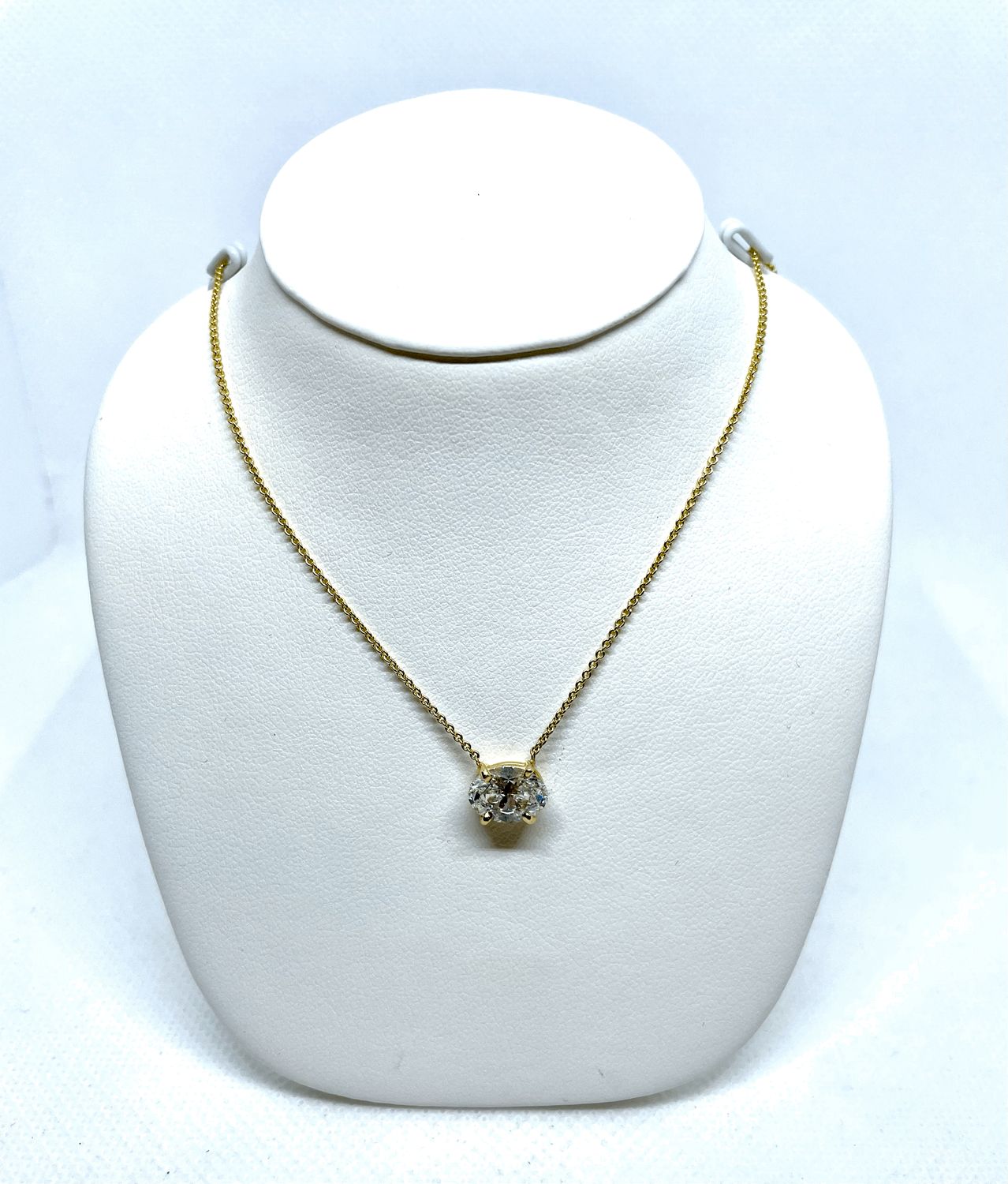 14kt YG 2.0ct LAB Oval Cut Necklace