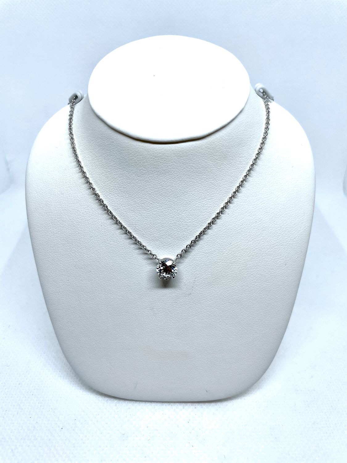 14kt WG 1.0ct LAB Round Cut Necklace