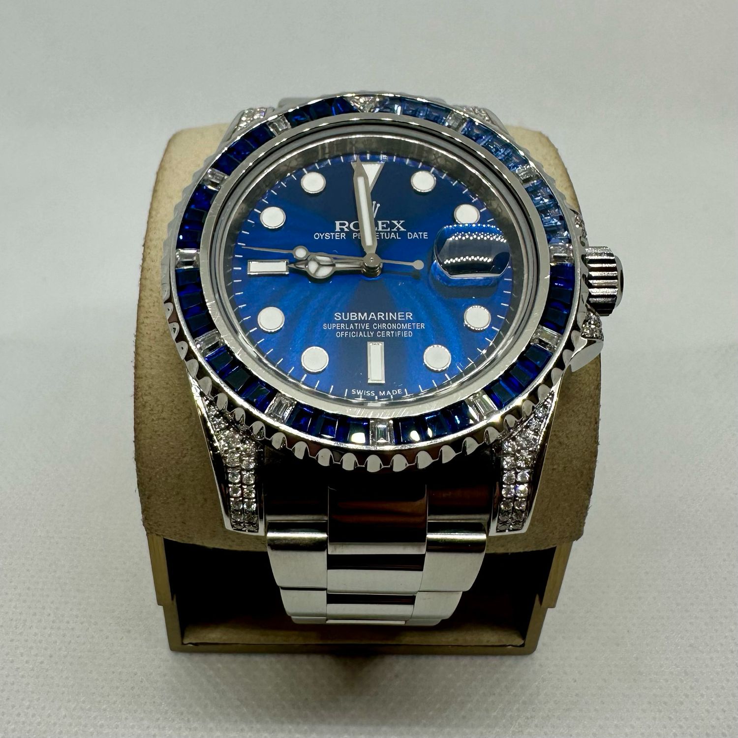 Scr. Rolex Submariner “Steel SABR” Blue Dial with Sapphire Bezel and Diamond Set Lugs