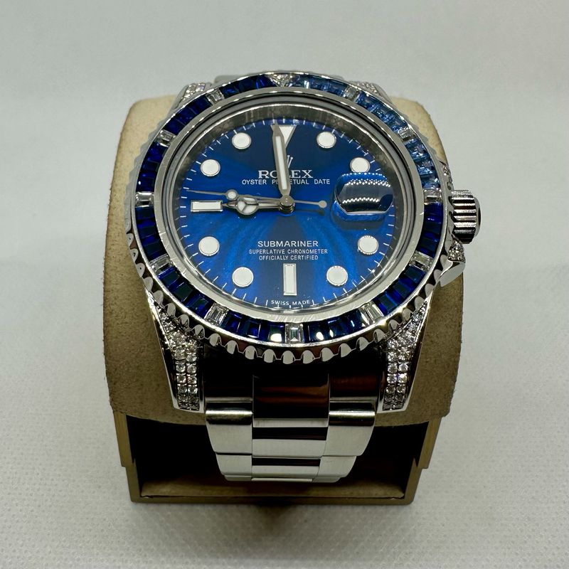 Scr. Rolex Submariner “Steel SABR” Blue Dial with Sapphire Bezel and Diamond Set Lugs