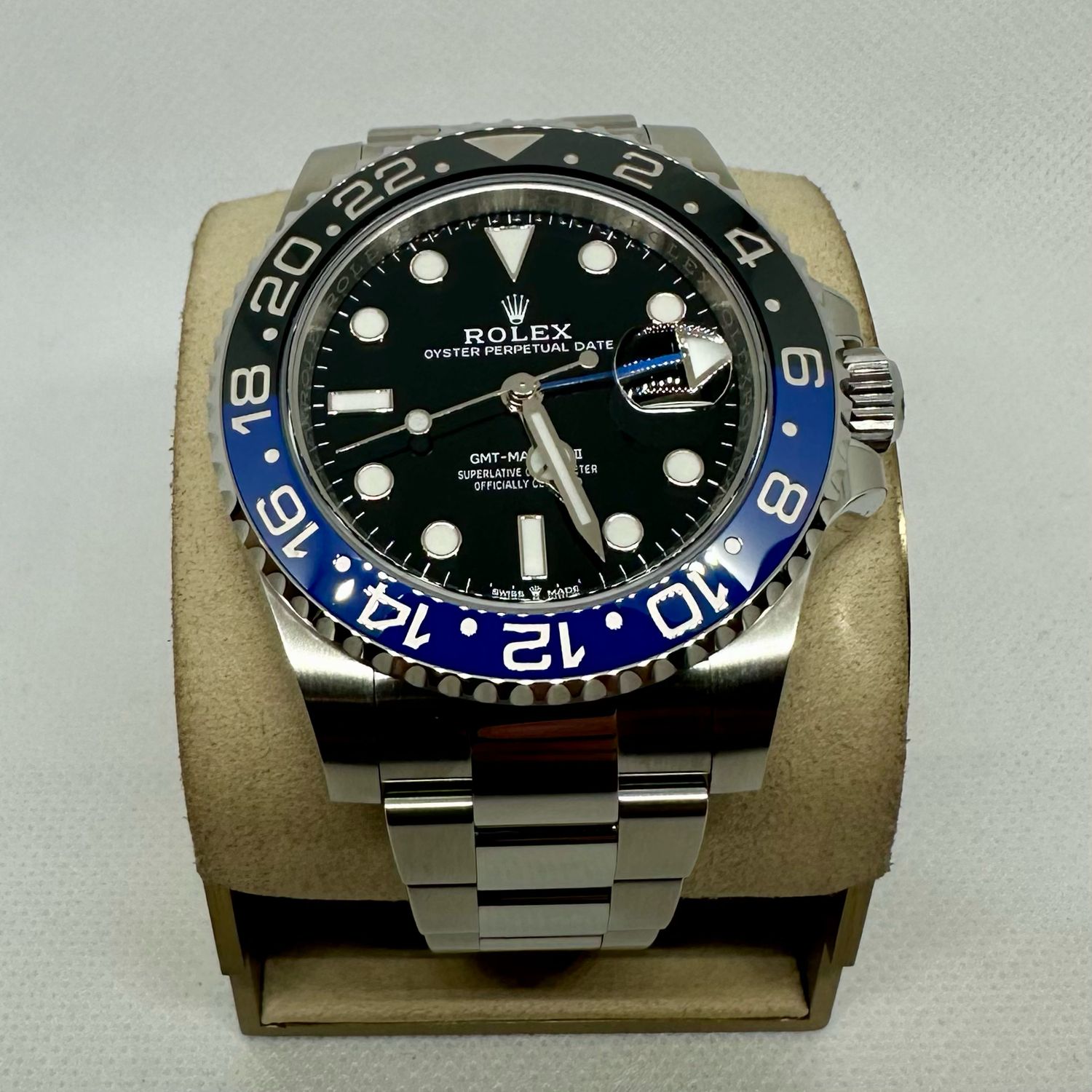 2022 Rolex GMT Master II Black/Blue Bezel “Batman” on Oyster Bracelet