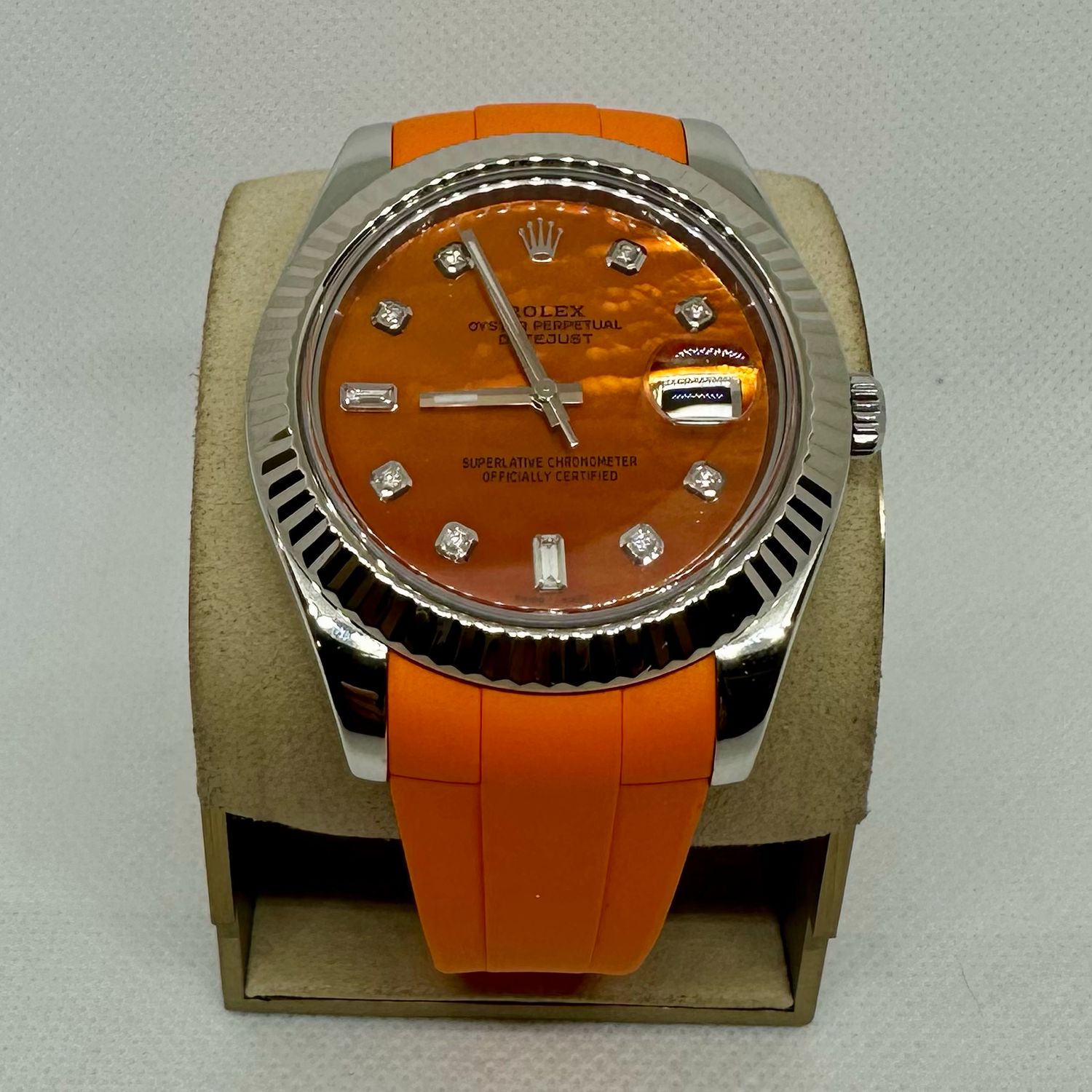 2013 Datejust 41mm Stainless Steel Fluted Bezel AM Orange Dial