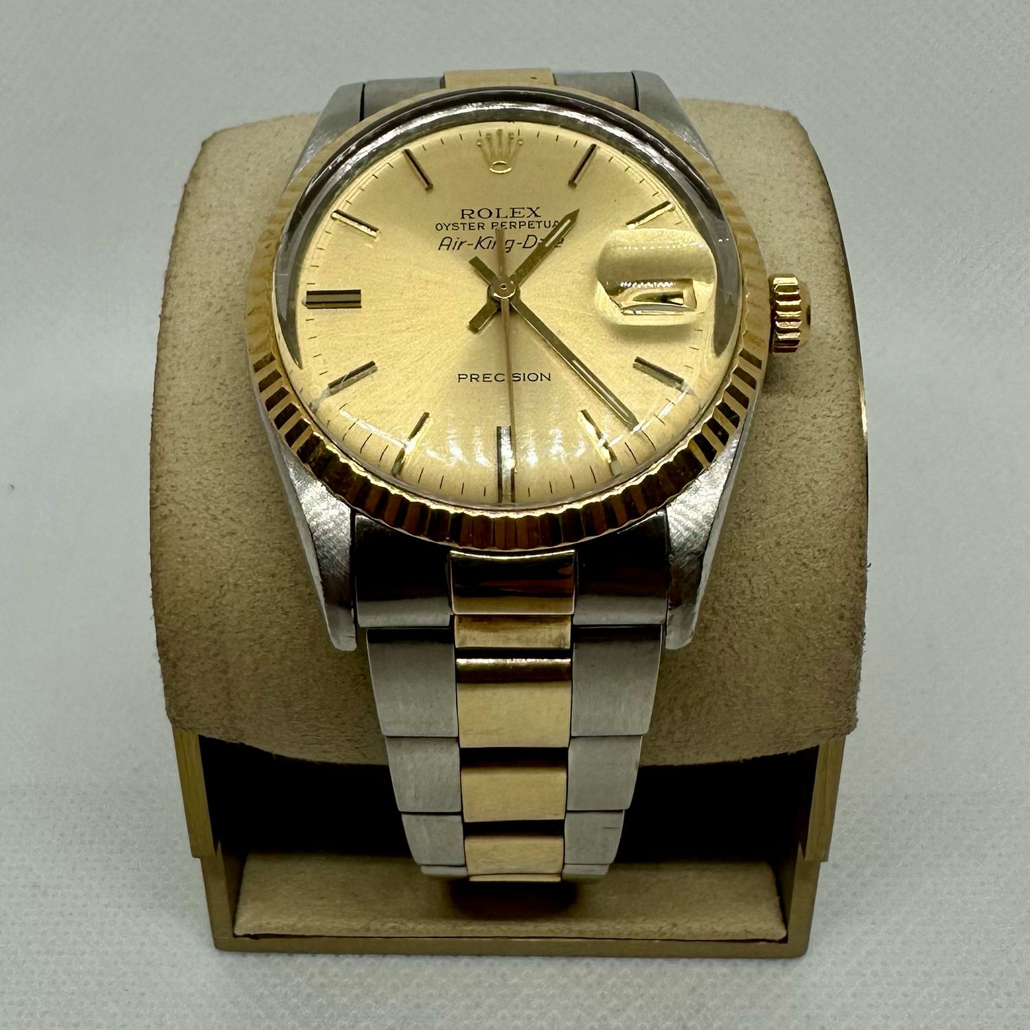 1987 Rolex Airking Date 34mm Two Tone Gold Dial