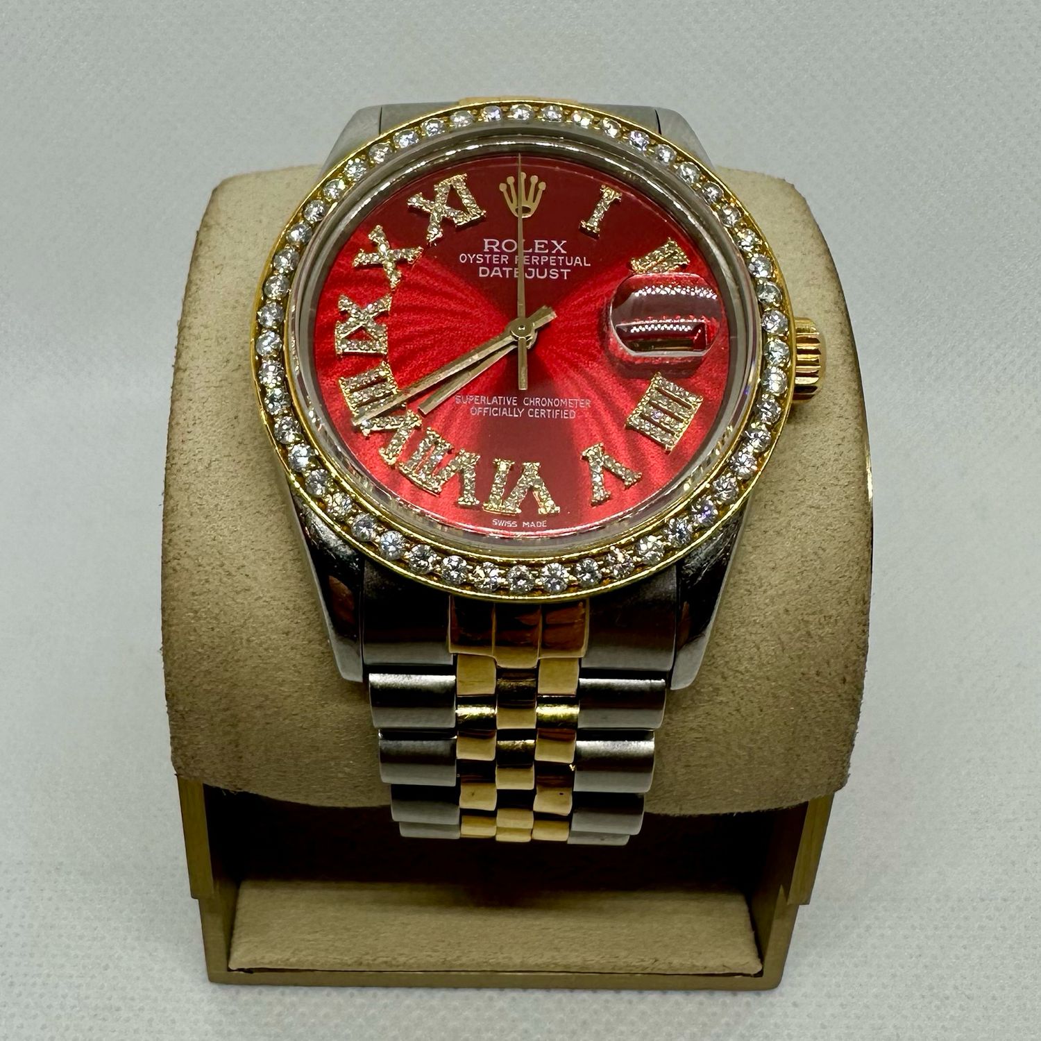 1986 Rolex Datejust 36mm Two Tone Red Roman Dial